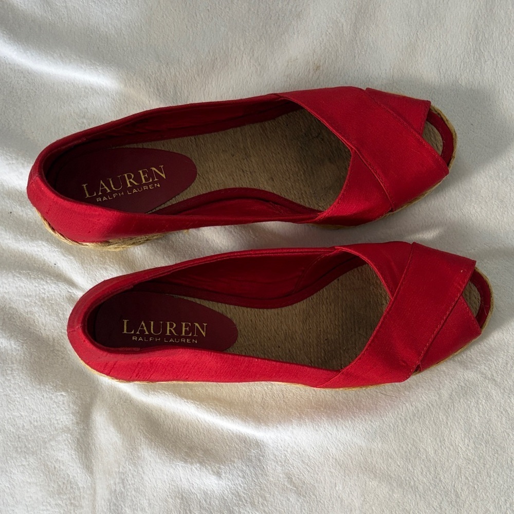Lauren Ralph Lauren Red Espadrille Wedges - Picture 2 of 8